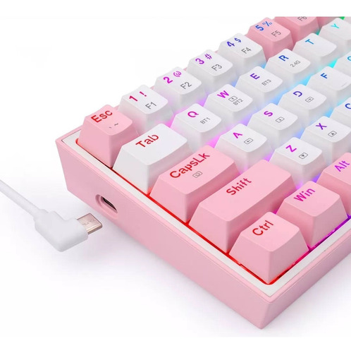 Tecl Meca Redragon Fizz Pro K616-rgb-wp Blanco/rosa Inglés Us