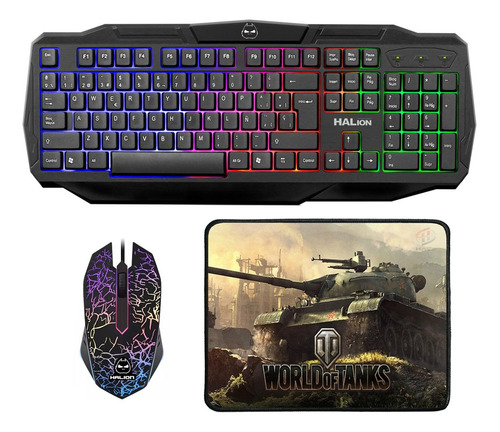 Kit Gamer Halion, Teclado + Mouse + Pad