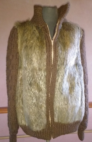 Campera Sacon De Mujer En Lana Y Piel Invierno Vintage