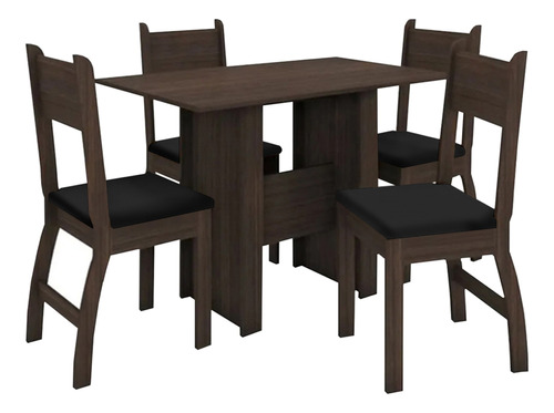 Juego De Comedor Mesa Y 4 Sillas Asiento Tapizado 