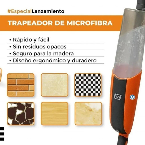 Imagen 5 de 10 de Trapeador Plano Mopa Microfibra Spray Rociador Lusqtoff