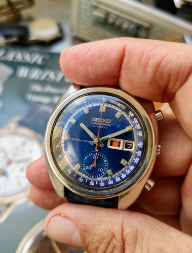Seiko 6139 Crono Electric Blue Mostrador Azul Metalico