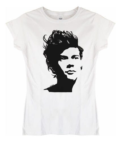 Polera Mujer Harry Styles Face Stencil B Pop Abominatron