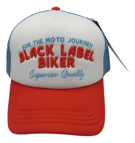 Gorra Black Label Biker Moto Journey Azul Trucker Retro