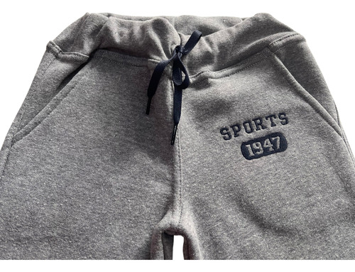 Conjunto Deportivo Iy Pants Cerrado Nyc Algodon Niño Gris Medio Bordado 2