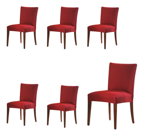 Conjunto 6 Capas Para Cadeira De Malha Lisa Vermelho