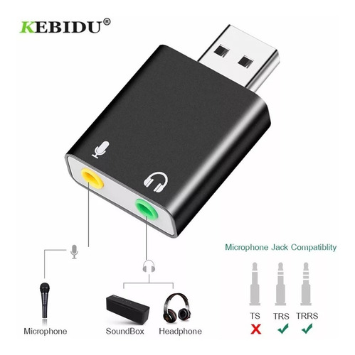 Imagen 2 de 5 de Adaptador De Audio Usb Auriculares Y Microfono 3.5mm