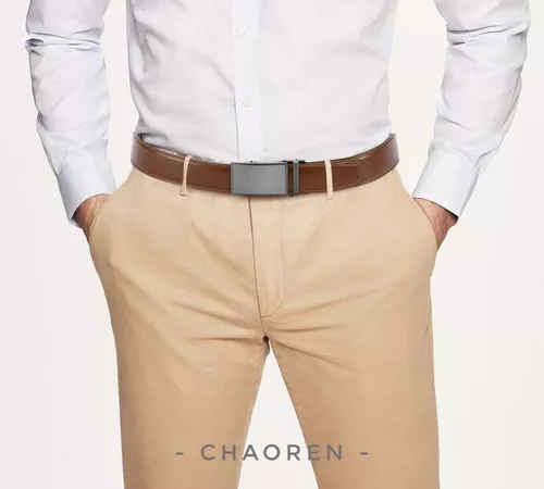  HIMI - Cinturón de vestir de piel auténtica con hebilla de clic  automática para hombre, Marrón : Ropa, Zapatos y Joyería