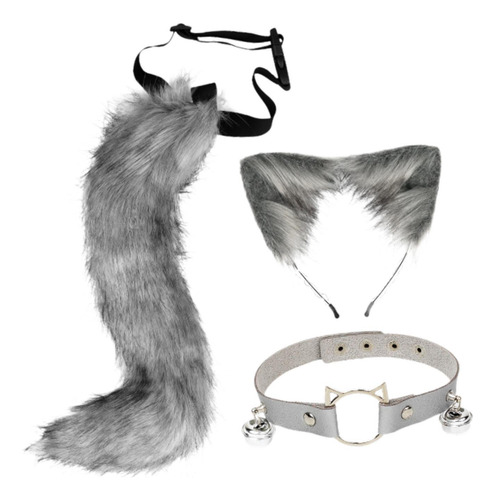 Conjunto De Collar, Diadema Y Cola Con Orejas Para