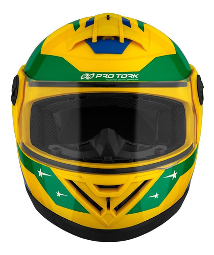 Capacete De Moto Modelo G8 Patriota Pro Tork Tamanho Do Capacete 56 Cor Amarelo - Verde