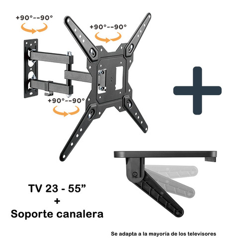 Imagen 3 de 7 de Soporte Tv 23 A 55 + Soporte Canalera Sinto Tv Consola Play