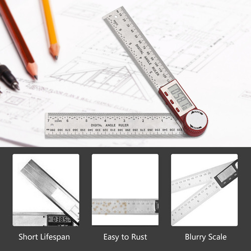 Yn Angle Ruler, Acero Inoxidable, 200 Mm, Pantalla Lcd,