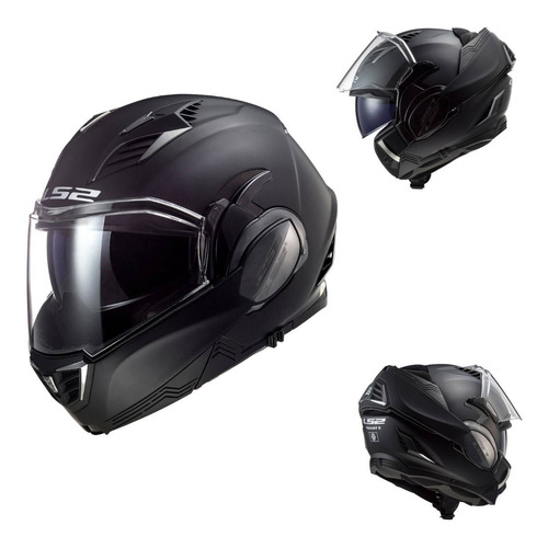 Casco Abatible Para Moto Ls2 Ff900 Valiant Ii Negro Mate