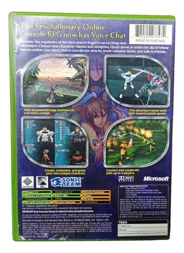 Phantasy Star Online Episode 1 & 2 Xbox Clásico Con Manual (Usado)