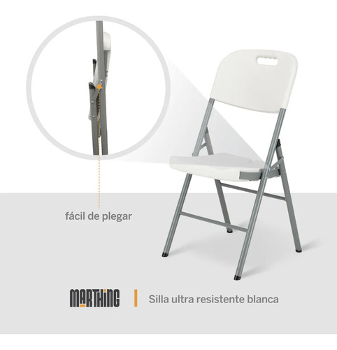Set 10 Sillas Plegables De Plástico Jardin Fiestas Eventos Blanco Set 10 Sillas De Uso Rudo