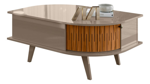 Mesa De Centro Moderna Sala 90cm Indy Fendi/naturale Cor Marrom