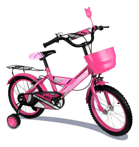 Bicicleta Rodada 16 Para Niño, Ruedas De Apoyo, Color Rosa
