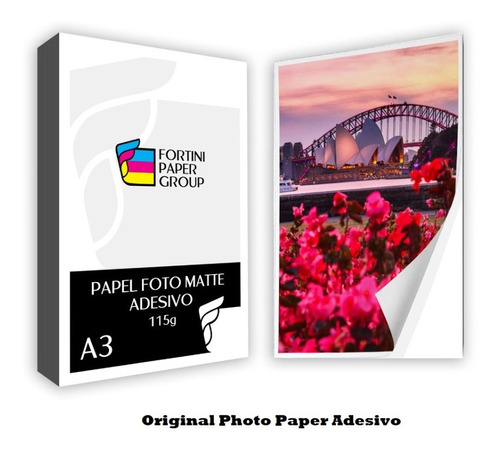 20 Folhas Papel Fotografico Adesivo 115g Matte Fosco A3 Cor Branco