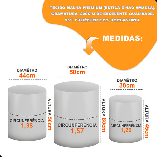 Kit Painel Redondo + Trio Capas Cilindro Flamingos Rosa