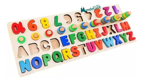 Imagen 1 de 5 de Ábaco Números Y Letras Madera Juguete Didáctico Juguetes
