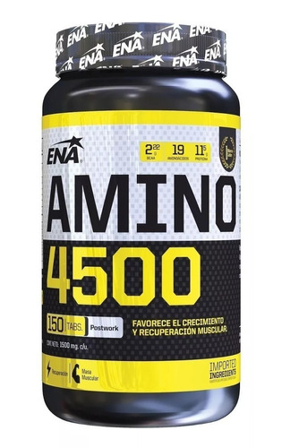 Amino 4500 Ena 150 Tabs Arginina Glutamina Bcaa Recuperador