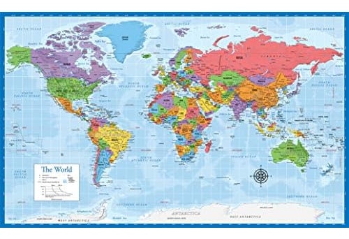 Laminated World Map - 18  X 29  - Wall Chart Map Of The...