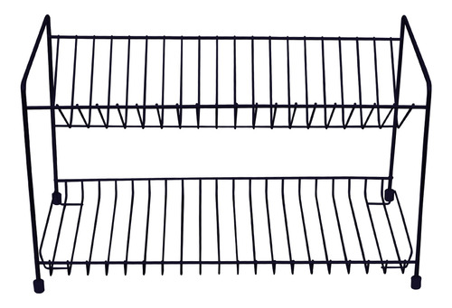 Escorredor De Pratos Em Aço Aramado Para 19 Pratos Branco Cor Preto