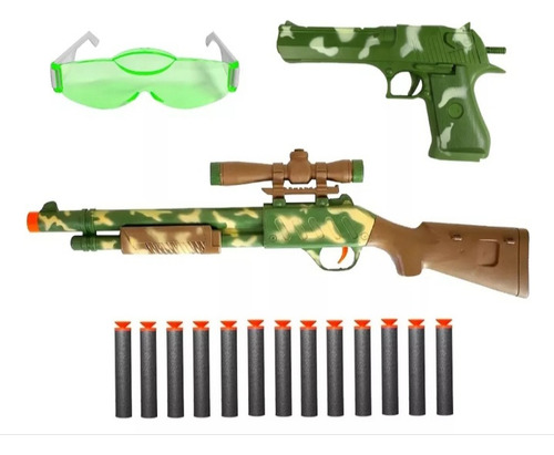 Kit 2 Armas Estilo Nerf 13 Dardos Alvo E Óculos .