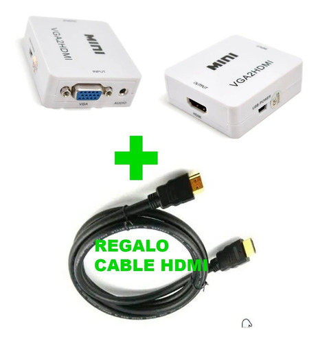 Convertidor D Señal Vga A Hdmi 1280x720 + Cable Hdmi Gratis