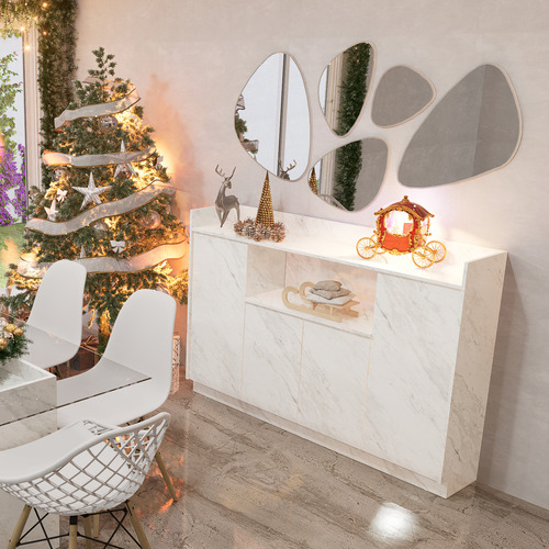Credenza Recibidor Aparador Minimalista Moderno Escaparate Marmol Blanco