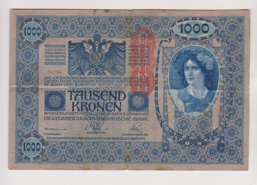 Billete Austria 1.000 Coronas Año 1902 Bueno +