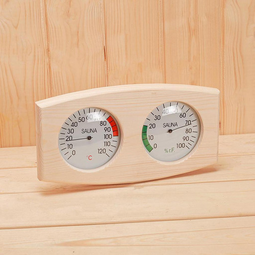 . 1x Termómetro De Sauna De Grano De Madera E Higrómetro