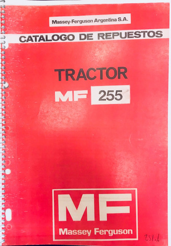 Manual De Repuestos Tractor Massey Ferguson 255
