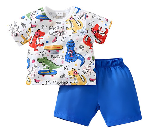 Conjunto Verano Con Estampado De Dinosaurio Para Bebés 0-18m