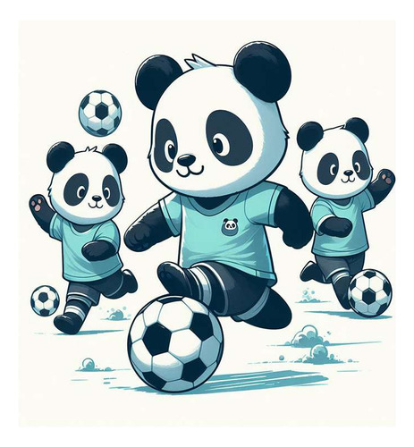 Vinilo 45x45cm Panda Futbol Oso Corriendo Pelota Juego