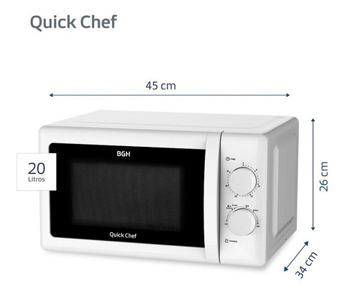 Microondas Bgh B120m20 Mecánico Quick Chef Blanco 20 Litros
