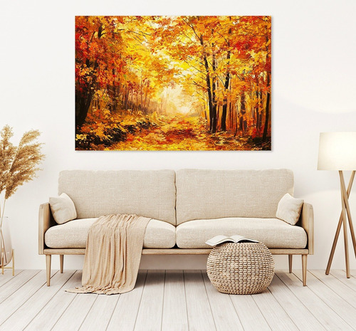 Otoño Bosque Tipo Óleo, Canvas Cuadro Decorativo