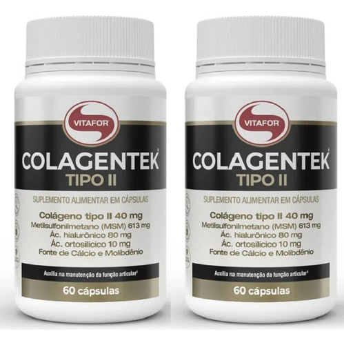 Kit 2un Vitafor Colagentek Col Tipo 2 + Msm + Ac Hialurônico Sem Sabor