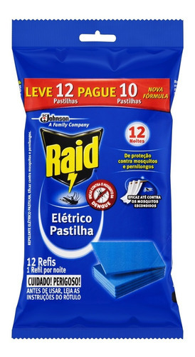 Inseticida Elétrico Pastilha Refil 12 Unidades Raid