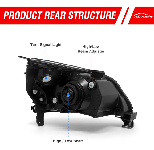 Faro Delantero Compatible Con Honda Pilot 2003 2004 2005 Car