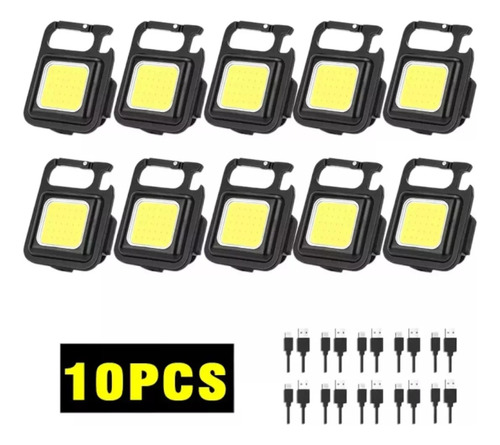 10 Piezas Linterna Lampara Recargable Led De Lampara Llavero