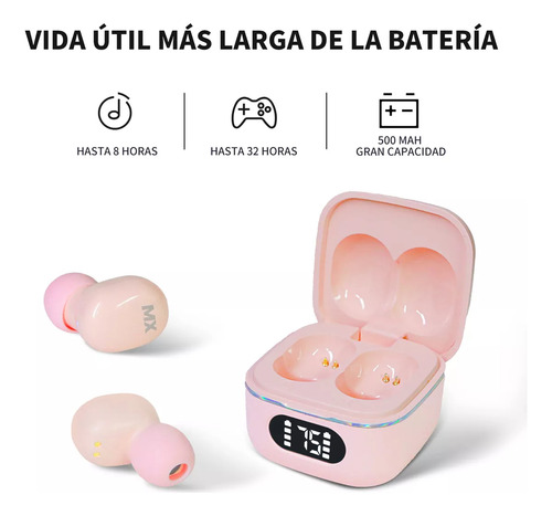 Audífonos In-ear Inalámbricos Bluetooth Con Micrófonos Tws Rosa