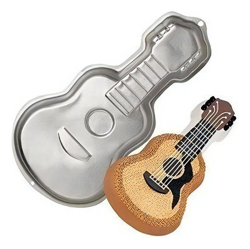Molde De Aluminio Guitarra Horno Torta Reposteria Color Gris