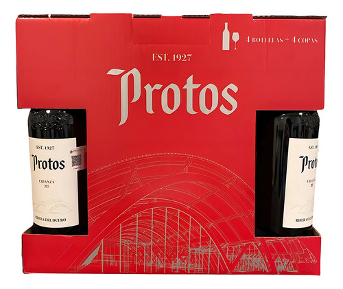 Oa Vino Protos Crianza 750ml 4 Bot+4 Copas