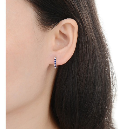 Aros Argollas Plata 925 Cubic Azul (ki2010)
