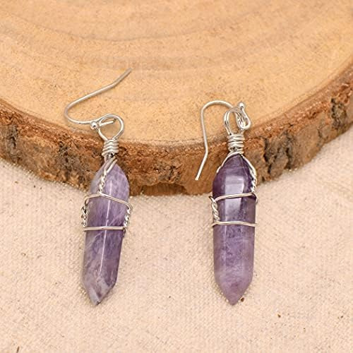 Pendientes Colgantes De Chakra Con Punta De Cristal Curativo