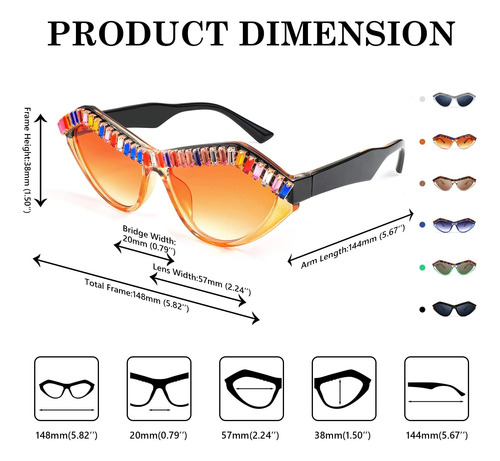 Feisedy Gafas De Sol De Moda Con Forma De Ojo De Gato Y Diam