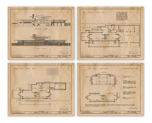 Robie House By Frank Lloyd Wright Prints, 4 (8x10) .