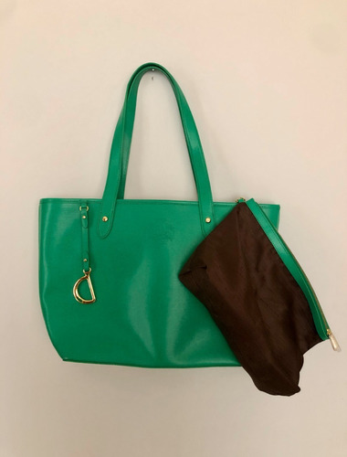 Bolsa Verde De Piel Con Cosmetiquera Ralph Lauren Original