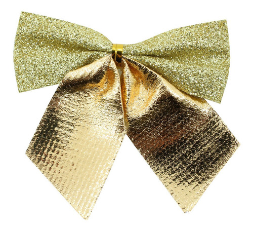 18 Mini Laços Dourados Glíter Decorativo Árvore Natal 7x6cm | Parcelamento  sem juros